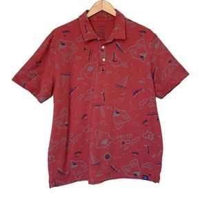 LL Bean Sailboat Island Salmon Polo Short Sleeve Traditional Fit Shirt L
